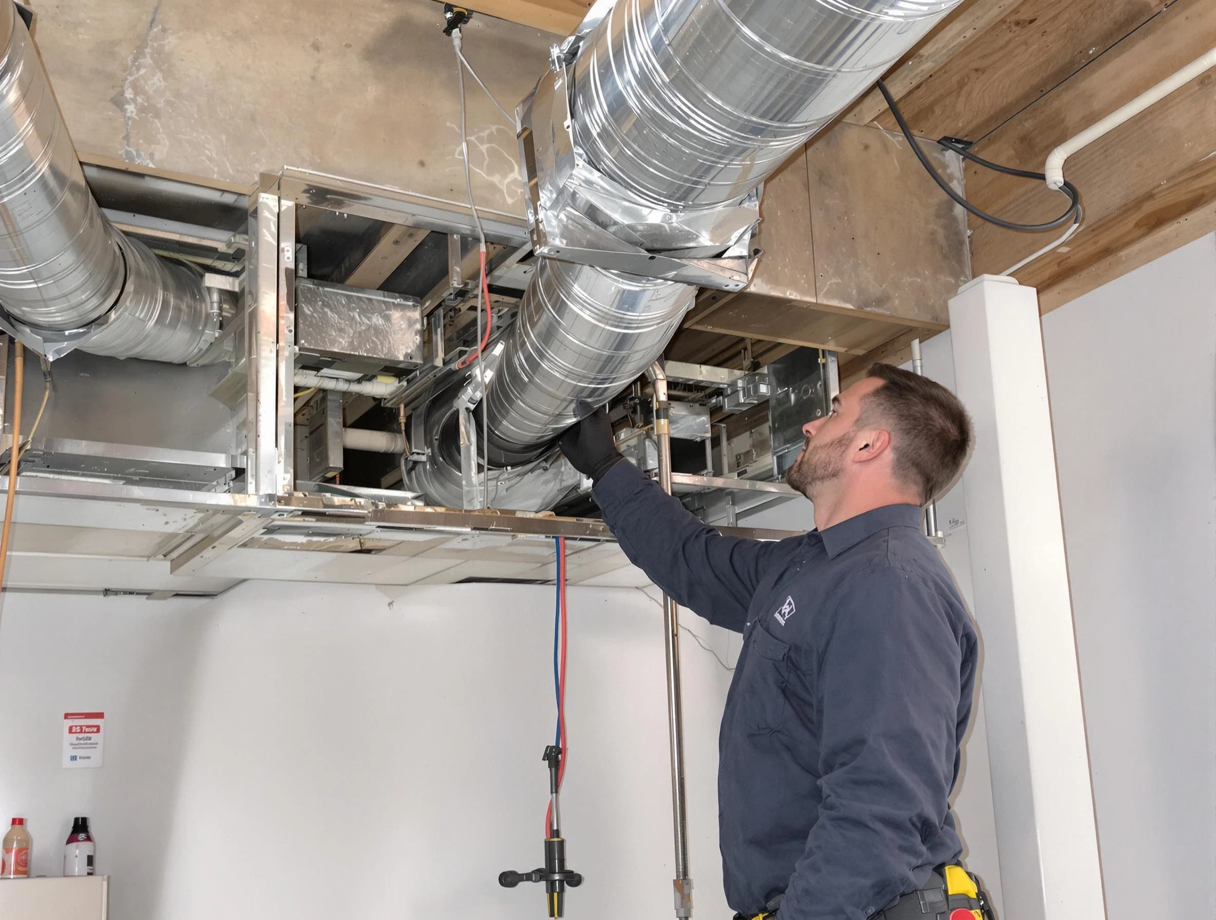 Sylacauga Air Duct Cleaning technician performing professional air duct repair using specialized tools in Sylacauga