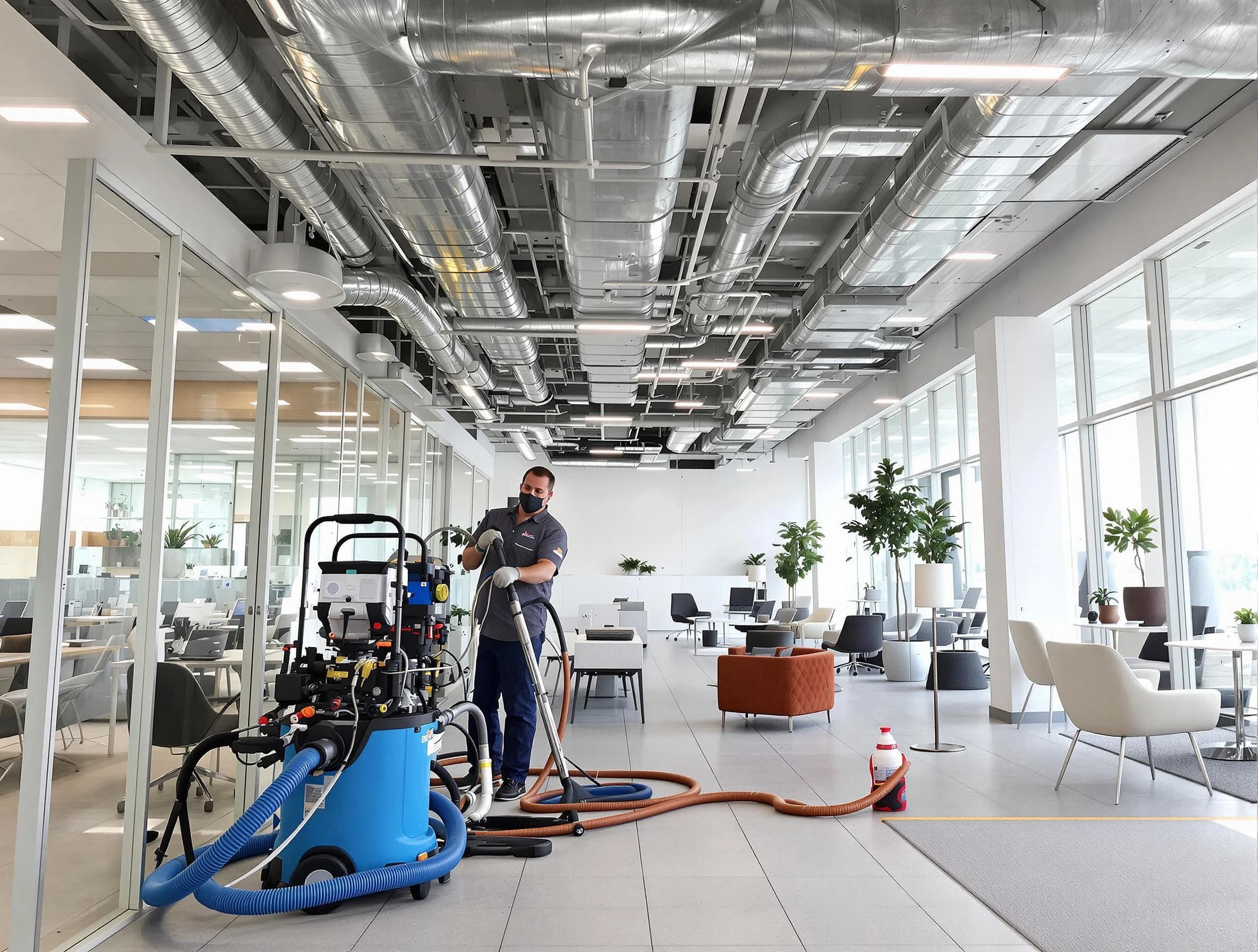 Sylacauga Air Duct Cleaning team conducting comprehensive commercial duct cleaning at a business location in Sylacauga