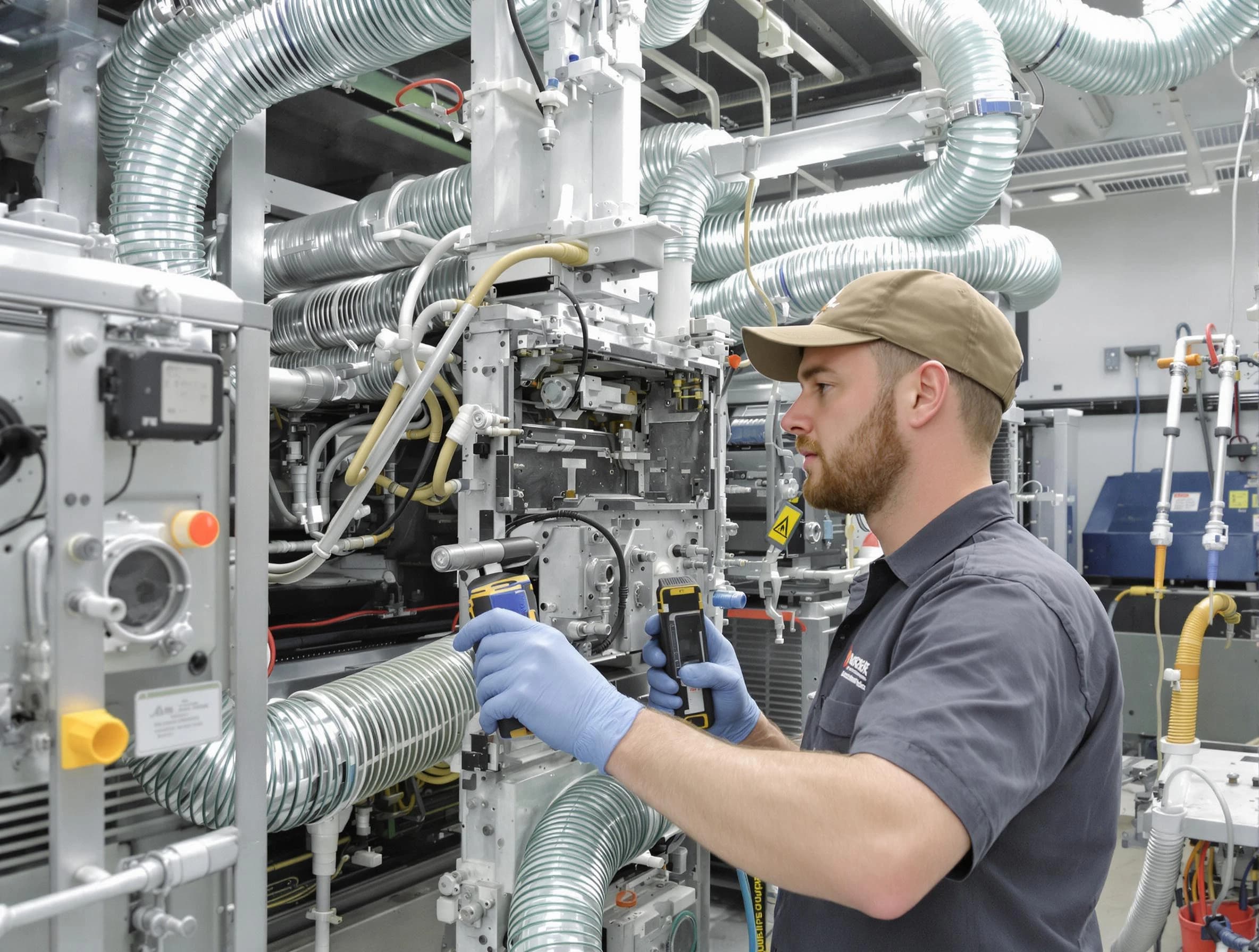 Sylacauga Air Duct Cleaning technician performing precision commercial coil cleaning at a business facility in Sylacauga