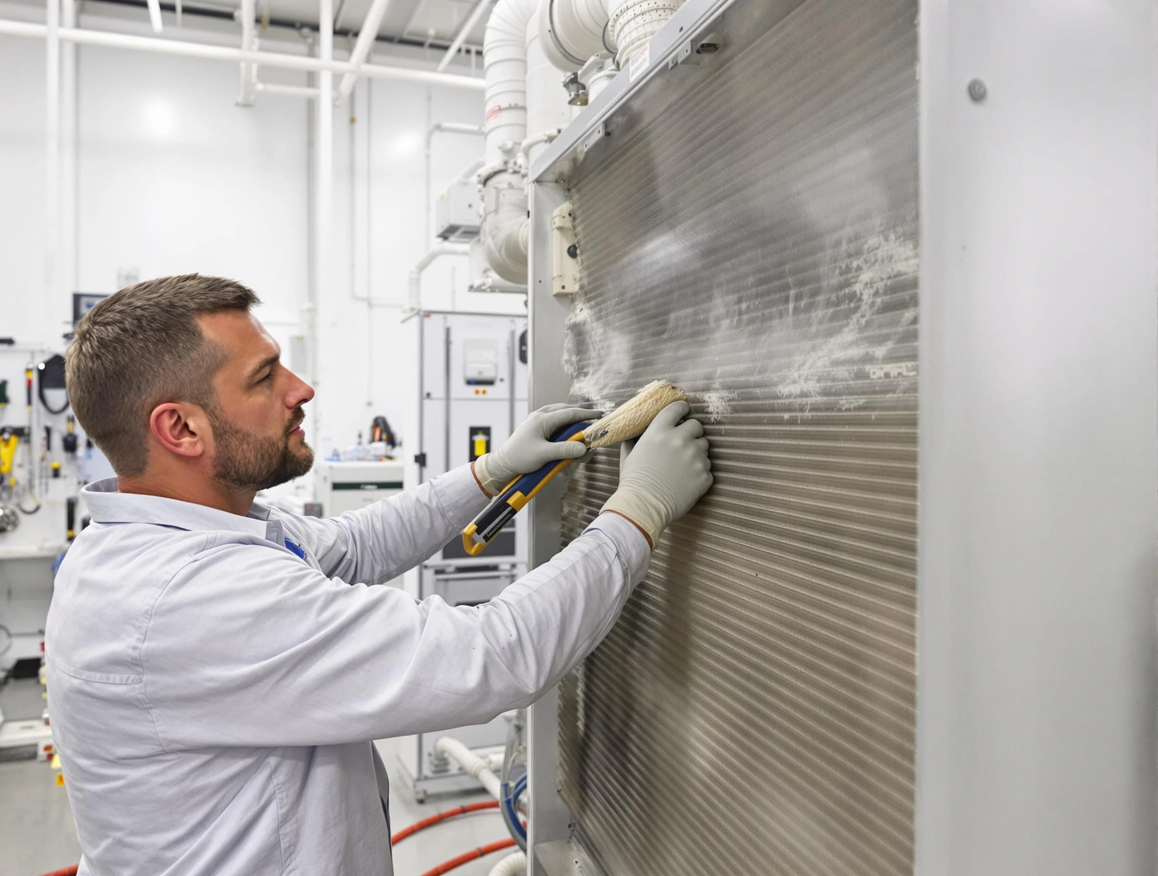 Sylacauga Air Duct Cleaning technician performing precision commercial coil cleaning at a Sylacauga business