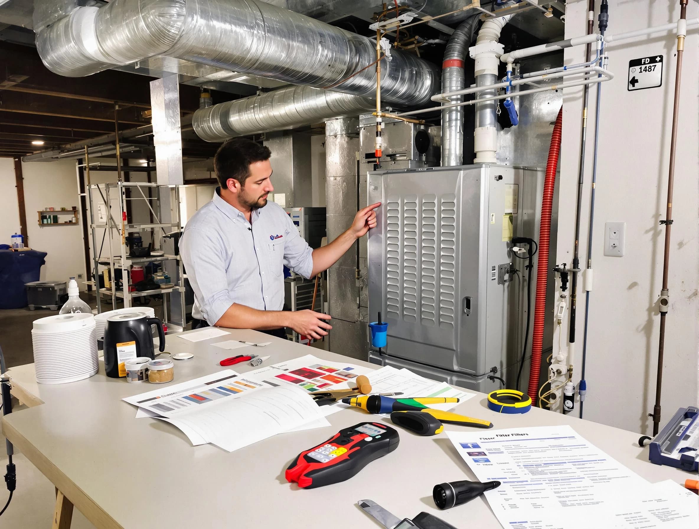 Sylacauga Air Duct Cleaning inspector conducting detailed filter system evaluation using professional diagnostic tools in Sylacauga