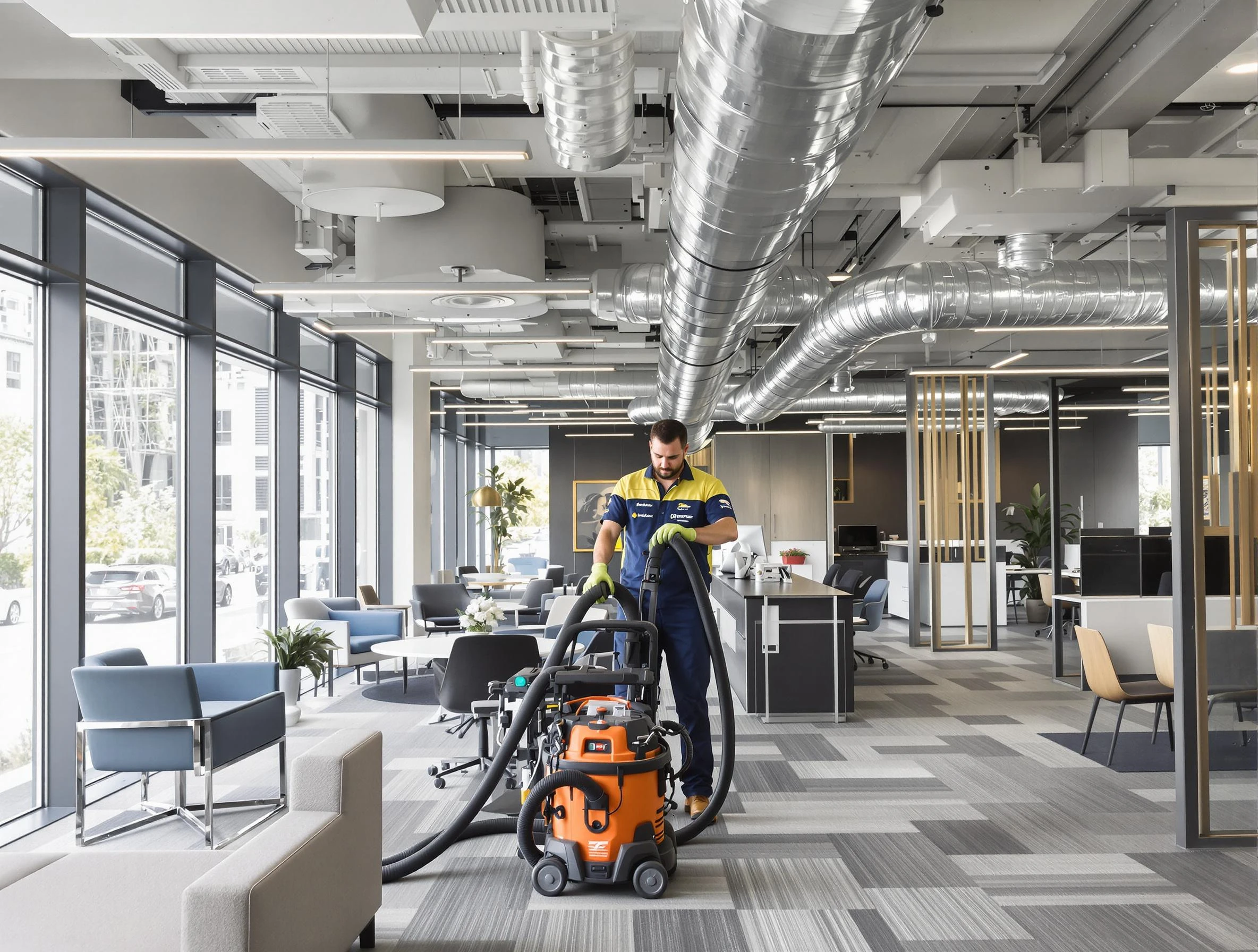 Sylacauga Air Duct Cleaning team performing thorough commercial duct cleaning at a Sylacauga business center