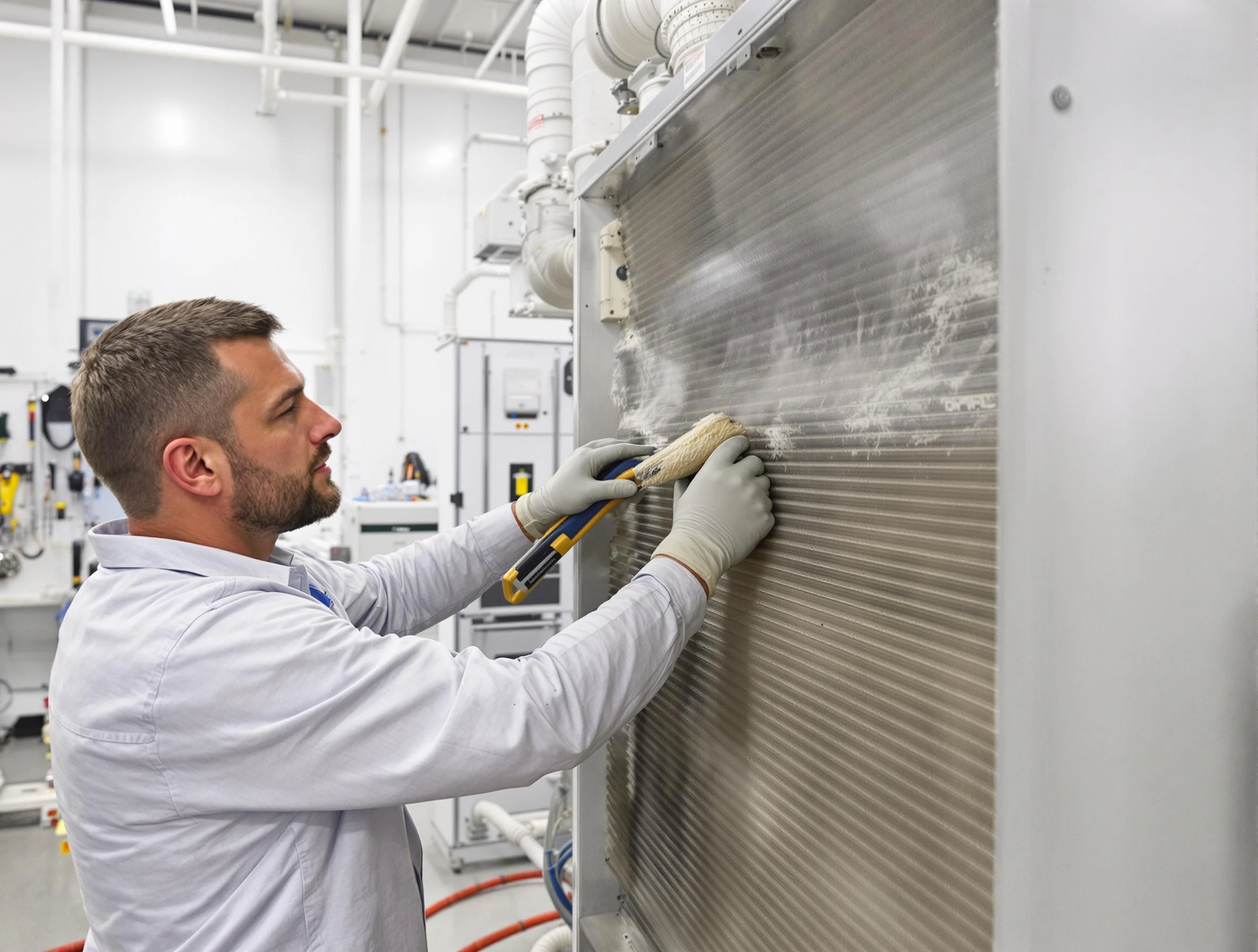 Sylacauga Air Duct Cleaning technician performing precision commercial coil cleaning at a Sylacauga business